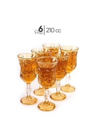Resim Mest Serin 6 Adet Lüsterli Ayaklı Cam Kahve Yanı Su Bardağı Seti 210 Cc Bal Renk Bal Renk 