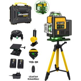 Resim Dragro Pro 16 Köşe Yeşil Lazer Hizalama Terazi 360° Mıknatıslı Çantalı Otomatik Hizalama Metre 