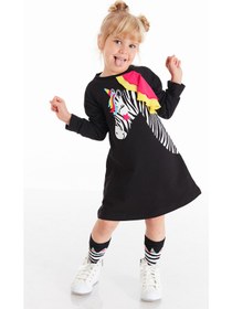 Resim Denokids Unicorn Zebra Kız Çocuk Elbise 