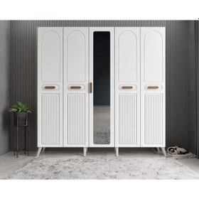 Resim Violin Membran 5 Kapaklı Portmanto Montaj Dahil Beyaz 200 Cm 