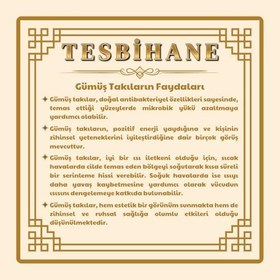 Resim (Tesbihane) Sistemli Gümüş-Firuze İşlemeli Arpa Kesim Erzurum Oltu Taşı Tesbih 