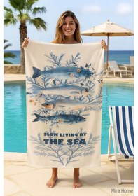Resim Unisex Desenli Baskılı Deniz Plaj Havlusu Balık 70x140 Cm Çok Renkli 
