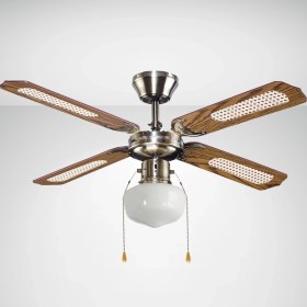 Resim Blooma 4 Kanatlı Ahşap Gövdeli Aydınlatmalı Enerji Tasarruflu Modern Tavan Vantilatörü 107 cm – İç Mekan Kullanım 