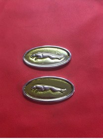 Resim otopaspascım Etiketçilere Jaguar Arma Takımı - Döküm Metal (2 Adet) - Jaguar Yanlık Arma Set Sarı 