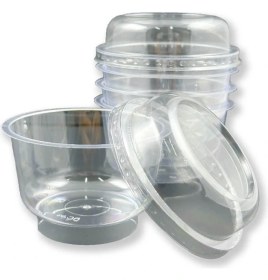 Resim Ambalajın Plastik Kristal Tatlı Kabı Ayaklı Tatlı Kasesi - Kapaklı 200cc, Kullan At, Magnolya, Dondurma, Supangle, Profiterol 