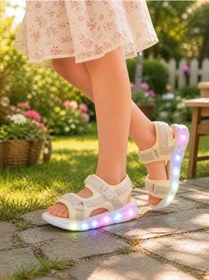 Resim Minibonito Kız Çocuk Renkli Işıklı Yazlık Sandalet Bej 