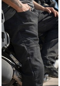 Resim Fileli Black Ventilation Korumalı Cordura Motosiklet Pantolonu 