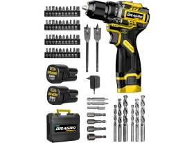 Resim Dragro DRG-168 Pro 16.8V Çift Akü Çelik Mandren Kömürsüz Motor Şarjlı Matkap Akülü Vidalama 