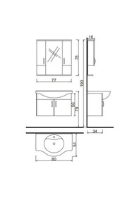 Resim Denko Akyazı 80 Cm Mdf Alize Banyo Dolabı Takımı Çok Renkli 