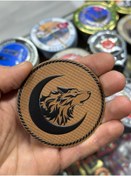 Resim KOMANDO PAZARI Ay Ve Kurt İşlemeli 3D Lazer Kesim Arkası Cırtlı Patch 