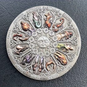 Resim Astroloji Madeni Para Koleksiyonu: 12 Burç Madeni Para - Şanslı Tanrıça Koruma Madeni Para - Demir Malzeme - Yeni Çağ Madeni Para - 4CM/1.57IN 