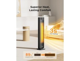 Resim 30 Inç Seramik Elektrikli Isıtıcı 2300W, Termostatlı, Uzaktan Kumandalı, 75° Salınım 