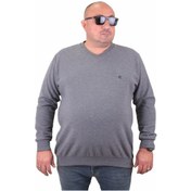 Resim Mocgrande Büyük Beden Selanik V Yaka Classic Sweat 23201 Antrasıt-Antrasıt 