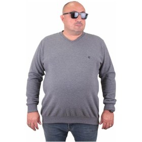 Resim Moc Grande Mocgrande Büyük Beden Selanik V Yaka Classic Sweat 23201 Antrasıt-Antrasıt 