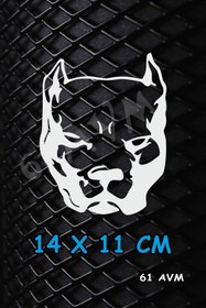 Resim 61 AVM Pitbull - Sticker Folyo Kesim | Beyaz | 14 x 11 cm 
