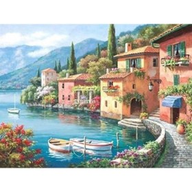 Resim wombhobby Sahilde Yalılar Sayılarla Boyama Seti 80x100 Cm Çerçeveli (Kasnağa ) Gerili 