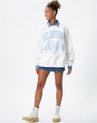 Resim Şardonlu Kolej Sweatshirt Nakışlı Bisiklet Yaka Uzun Kollu 