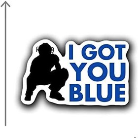 Resim Deizang saiki I You Beyzbol Softball Avcısı Maskesi için Mavi Çıkartma, Kask 3" x 2" 