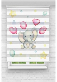 Resim Perdecizade Enxboy Kalpli Fil Dijital Baskılı Zebra Perde-cocuk Odası-stor Perde Pz-928 Renkli 