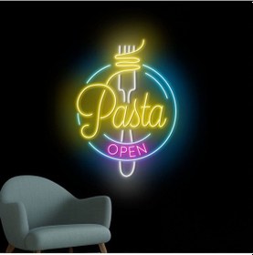 Resim Pasta Open Yazılı Ve Şekilli Neon Tabela Çok Renkli 