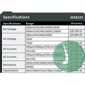 Resim Mastech Ms8229 Dijital Multimetre 