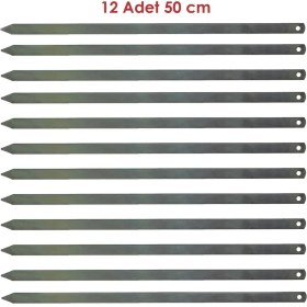 Resim Rotanev 12 Adet Profesyonel Metal Kıyma Şiş (Adana-Urfa-Antep Kebap Şişi) 