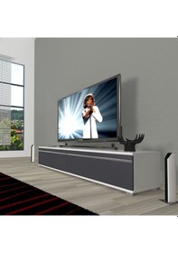 Resim Decoraktiv Eko 140t Mdf Tv Ünitesi Tv Sehpası - Beyaz - Antrasit Beyaz - Antrasit 