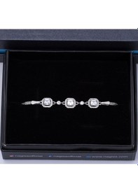 Resim 5 Mm Kare Zirkon Taşlı 925 Ayar Gümüş Kadın Bileklik 