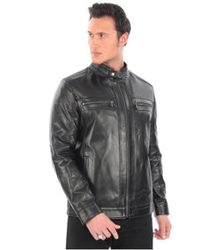 Resim Erkek Hakiki Kuzu Deri Ceket Siyah 