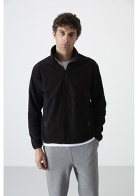 Resim Tommy Life Siyah Yarım Fermuarlı Sweatshirt Slim Fit Dik Yaka Erkek Polar - 87891 Siyah 