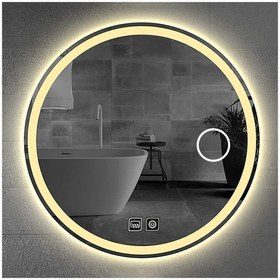 Resim DNR Mirror 75 Cm Buğu Yapmayan Dokunmatik Tuşlu Makyaj Aynalı Kumlamalı Günışığı Ledli Yuvarlak Banyo Aynası 