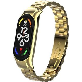 Resim Teknodur Xiaomi Mi Band 7 Uyumlu Krd-04 Metal Kordon-gold 