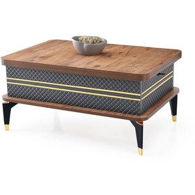 Resim Evistro Akıllı Laptop Sehpa Yemek Masası Orta Sehpa Ceviz-antrasit Desenli 