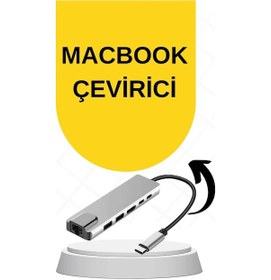 Resim Apple MacBook Pro/air Uyumlu Usb Type-c 8 In 1 Hub Dönüştürücü Çevirici Çoklayıcı Usb Hdmı Micro Sd 8 Girişli 