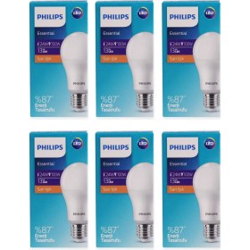 Resim Philips Essential LED Lamba 13W - 100W E27 Duy 2700K Sarı Işık( 6 Lü Paket) 