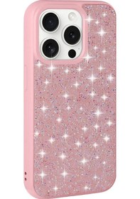 Resim İphone 15 Pro Max Uyumlu Parlak Taşlı Tasarım Pırlanta Zore Kılıf-pembe Pembe 