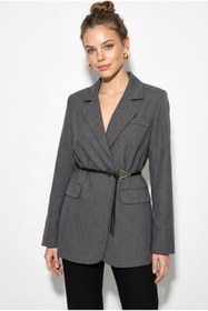 Resim Bianco Lucci Kadın Astarlı Garni Kol Detaylı Kemerli Blazer Ceket 8146 60286139 