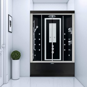 Resim Duvardan Duvara Küvetli Buharlı | Jakuzili | Masajlı Compact Duşakabin | Mod - 70x180 / Siyah / Küvetli 