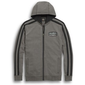 Resim Harley Davidson Harley-davidson Men's Printed Distorted Logo Zip-up Hoodie, Gray 