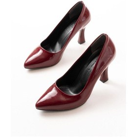 Resim Aymood St-001 Bordo Rugan Günlük 9 Cm Topuklu Stiletto Ayakkabı Bordo 