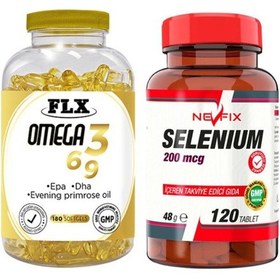Resim Omega 3-6-9 Balık Yağı 180 Softgel Nevfix Selenyum 200 Mcg 120 Tablet 