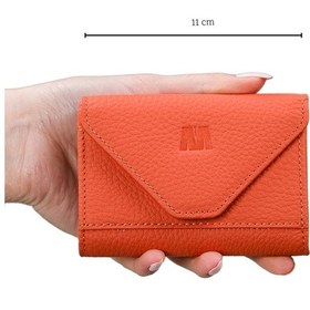 Resim Hakiki Deri Kadın Akordiyon Cüzdan Mia 2190 Flother Mat Turuncu 