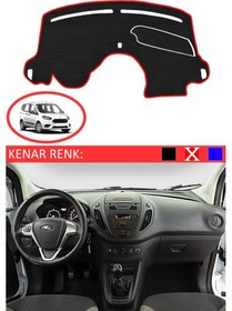 Resim Torpido Koruma Halısı Siyah Kenar Renk Kırmızı Ford Courier Ekransız 2013-2020 İle Uyumlu 