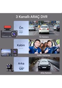 Resim A-98 Wifi Full Hd 3 Kameralı Araç İçi Güvenlik Kamerası + Park Modu Kablosu Ön-arka-iç Kayıt,dashcam 