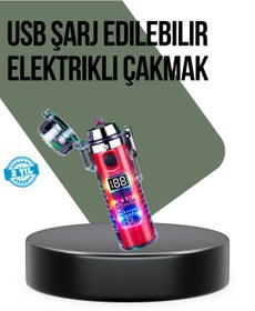 Resim doremodam Güç Göstergeli Şarjlı Fenerli USB Elektrikli Çakmak 