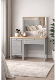 Resim Taiga Makyaj Masası 120 X 136 X 41 Cm Buz Gri - Retro Tasarım Beyaz - Beyaz 