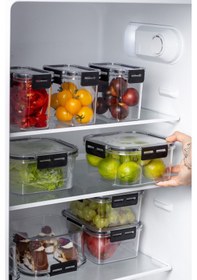 Resim Nandy Home Kilit Kapaklı Kare Clear Saklama Kabı Seti 3'lü 1800 ML Beyaz 