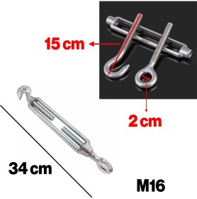 Resim Badem10 Çelik Kanca Yük Halat Gerdirme Germe Gergi Galvanizli Paslanmaz M16 Yüksek Dirençli Aparatı 5 Adet 