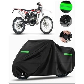 Resim Cordial Beta Rr 50 Enduro Uyumlu Siyah Motosiklet Brandası Reflektörlü Kilit Uyumlu Uv Koruma Su Geçirmez Motor Örtüsü 