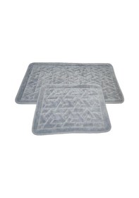 Resim Banyo Paspası Klozet Set 2'li Karo Gri Gri 